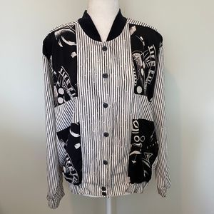 90's Vintage Colorblock Print Bomber Jacket